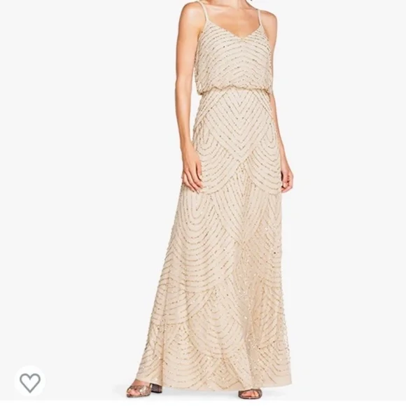 Adrianna Papell | Dresses | Champagne Beaded Bridesmaid Dress | Poshmark